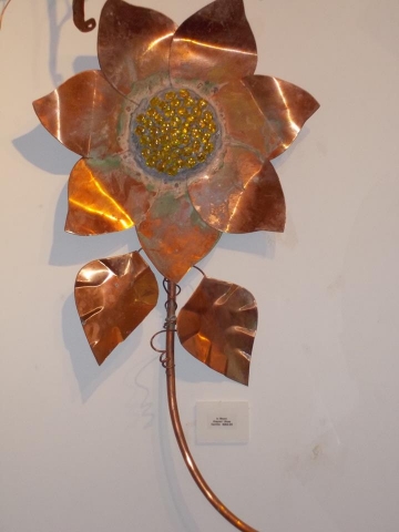 "MORNING DELIGHT"  3-D WALL HANGING,GLASS AND COPPER, SOLD