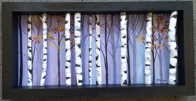 "BIRCHES" 3-D SHADOW BOX REAL LIMBS 2'X4' SOLD