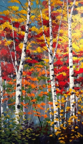 "FALL BIRCHES" ACRYLIC ON CANVAS $4200.00 SOLD