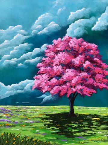 "CHERRY BLOSSOM TIME" 30X40 ACRYLIC ON CANVAS, SOLD