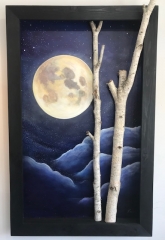 "NEW MOON" REAL BIRCHES,SHADOWBOX 40X62 $3800.00