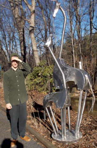 "A MOTHER'S LOVE" STAINLESS STEEL GIRAFFES 9' $12,500.00
