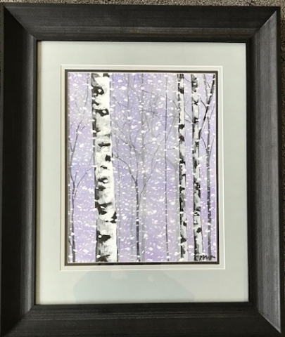 "FIRST SNOW" FRAMED ACRYLIC ON PAPER $500.00 SOLD