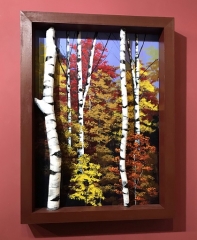 "BIRCHES"  3-D SHADWOBOX 28"X39" SOLD