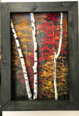 "BIRCHES"  3-D SHADWOBOX 28"X39" $1800.00