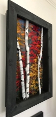 "BIRCHES"  3-D SHADWOBOX ANOTHER VIEW 28"X39" $1800.00