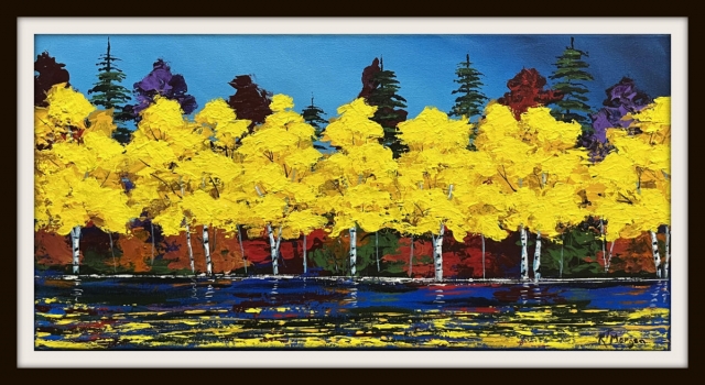 "COLORFUL DAY "12X24 $190.00 PAINTING ONLY-Mat/Frame computer generated for visual
