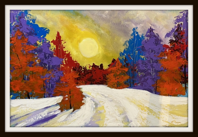 "EARLY SNOW" 26X18 $190.00 PAINTING ONLY-Mat/Frame computer generated for visual