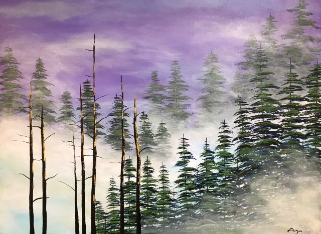 "MISTY MOUNTAIN" 20X32 ACRYLIC ON PAPER SOLD