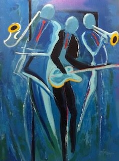 "PLAYING THE BLUES"  ACRYLIC ON CANVAS 30x40  $1850.00 SOLD