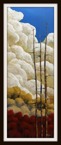 "WEATHERED PINES"  38X14 $350.00 PRICE DOES NOT INCLUDE MAT/FRAME