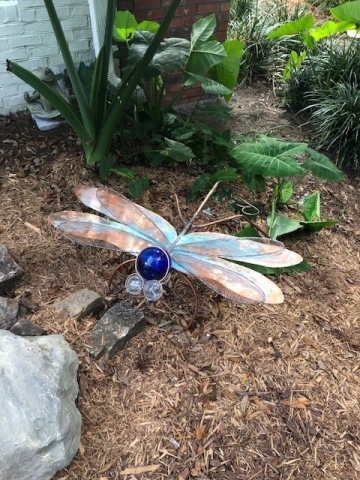"LIGHTING THE WAY" COMMISSION DRAGONFLY IN THEIR GARDEN IN FLORIDA